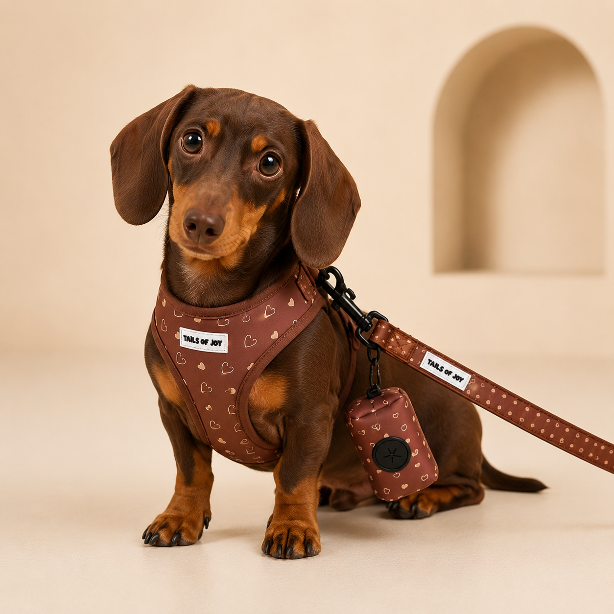 Cocoa Hearts Dog Harness Set 🤎